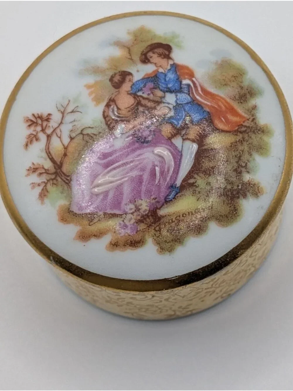 Vintage French Limoges Fine Porcelain Trinket Box Rococo 